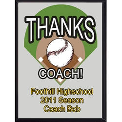 Thanks Coach Baseball Plaques
