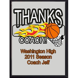 Thanks Coach Basketball Plaques
