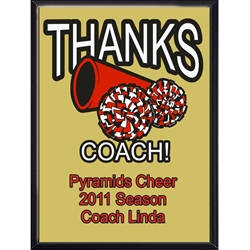 Thanks Coach Cheerleading Plaques