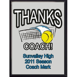 Thanks Coach Tennis Plaques