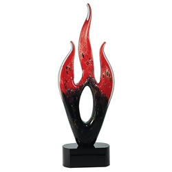 Red & Black Flame Glass Art Trophies