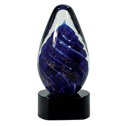 Blue Tear Drop Swirl Glass Art Trophies