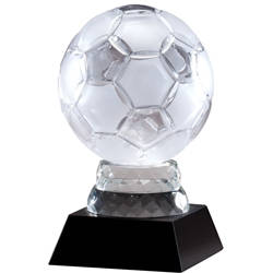 Soccer Premier Crystal Trophies on Black Base