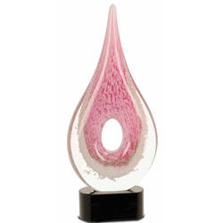 Pink "Breast Cancer" Rain Drop Art Glass Awards