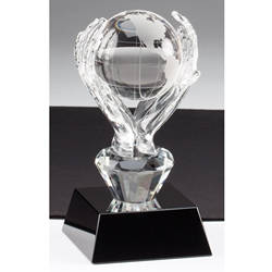 Crystal Globe in Hands Trophy