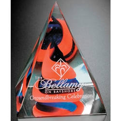 Red & Blue Swirl Pyramid Glass Art Awards