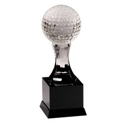 Crystal Golf Ball on Black Marble Base Trophies