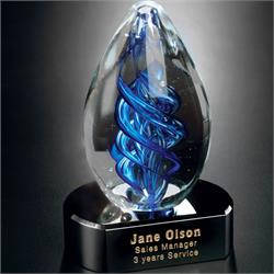 Blue Swirl Award on Black Base