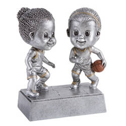 Basketball Female Double Bobblehead Trophy with Face