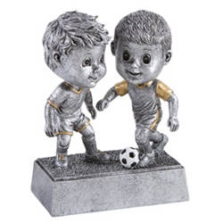 Soccer Male Double Bobblehead Trophy with Face