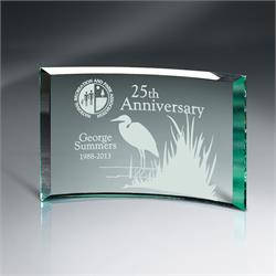 Avignon Crescents Beveled Jade Glass Plaque Award Trophy