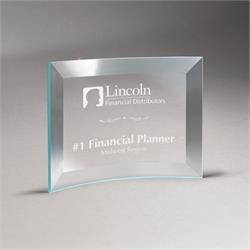 Beveled Clear Glass Crescent Plaque Large