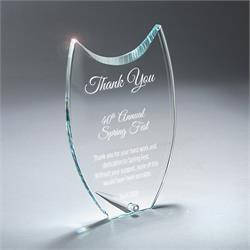 Beveled Glass with Metal Pin Award Trophy