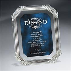 Blue Diamond Carve Lucite Octagon Plaque