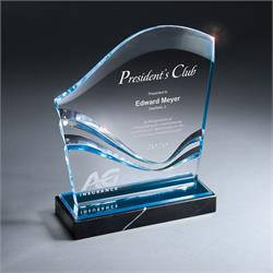 Blue Lucite Rising Tide Wave Monument Award
