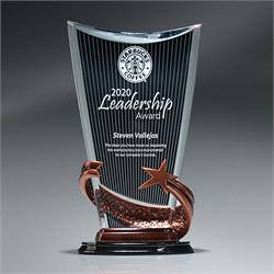 Bronze Star Arch with Ebony Background Award Trophy