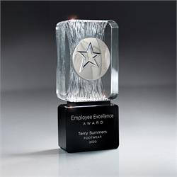Carved Clear Crystal on Black Base with Star Medallion (Includes Silver Color