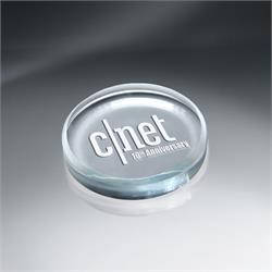 Crystal Tablets Round Glass Paperweight
