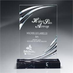 Diamond Carved Square Lucite Award On Marble
