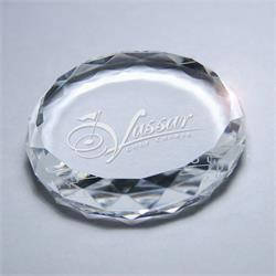 Faceted Optic Crystal Round Paperweight