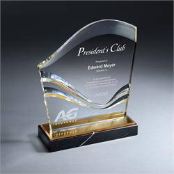 Gold Lucite Rising Tide Wave Monument