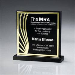 Gold Mirrored Deco Square Award on Base