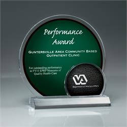 Green Arched Brilliance Award on Clear Base