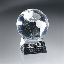 Large Optic Crystal Globe Award Trophy