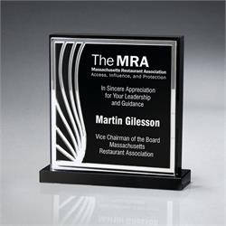 Silver Mirrored Deco Square Award on Base