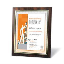 Walnut Certificate Frame with Gold Metallized Accent