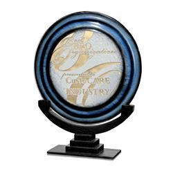 Sapphire Orbit Glass Art Award Trophy