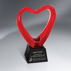 Red Heart Glass Award Trophy