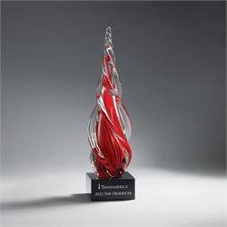 Twisted Horn Red Art Glass